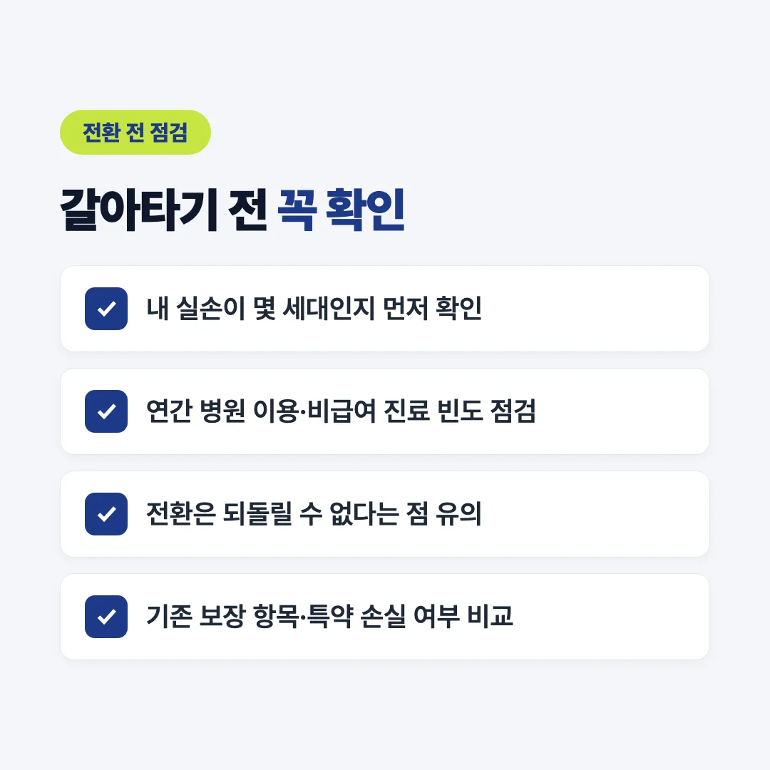 4세대 실손 전환 전 점검 체크리스트